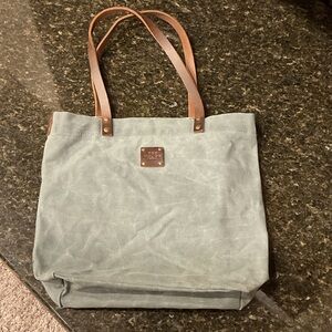 Red House Gray Canvas Tote with Brown Straps